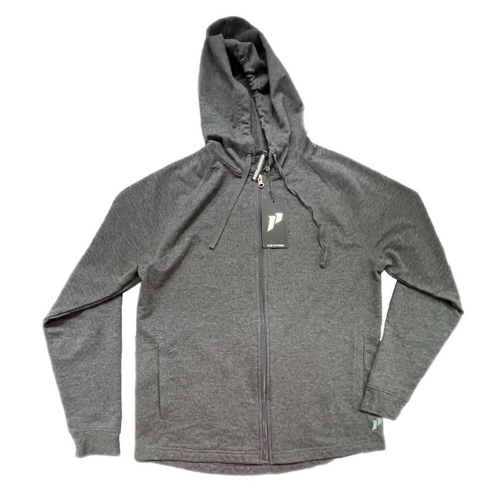 1st Phorm Full Zip Hoodie Charcoal Gray Heather Raglan Fitness Small 1PMT0291